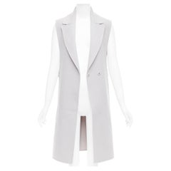 JIL SANDER light grey wool blend double breasted vest coat FR34 XS