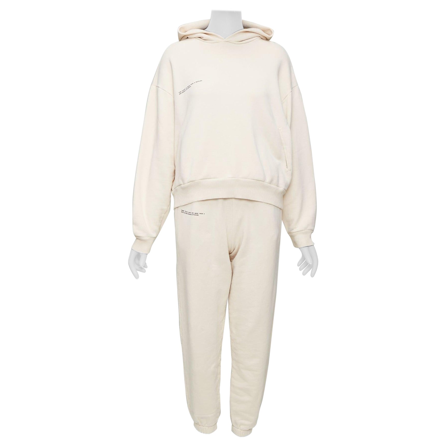 PANGAIA panna, cotone organico riciclato, felpa con cappuccio e pantalone XXS