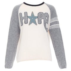 DIOR 100% cashmere rosa grigio HOPE stella maglione raglan FR36 S