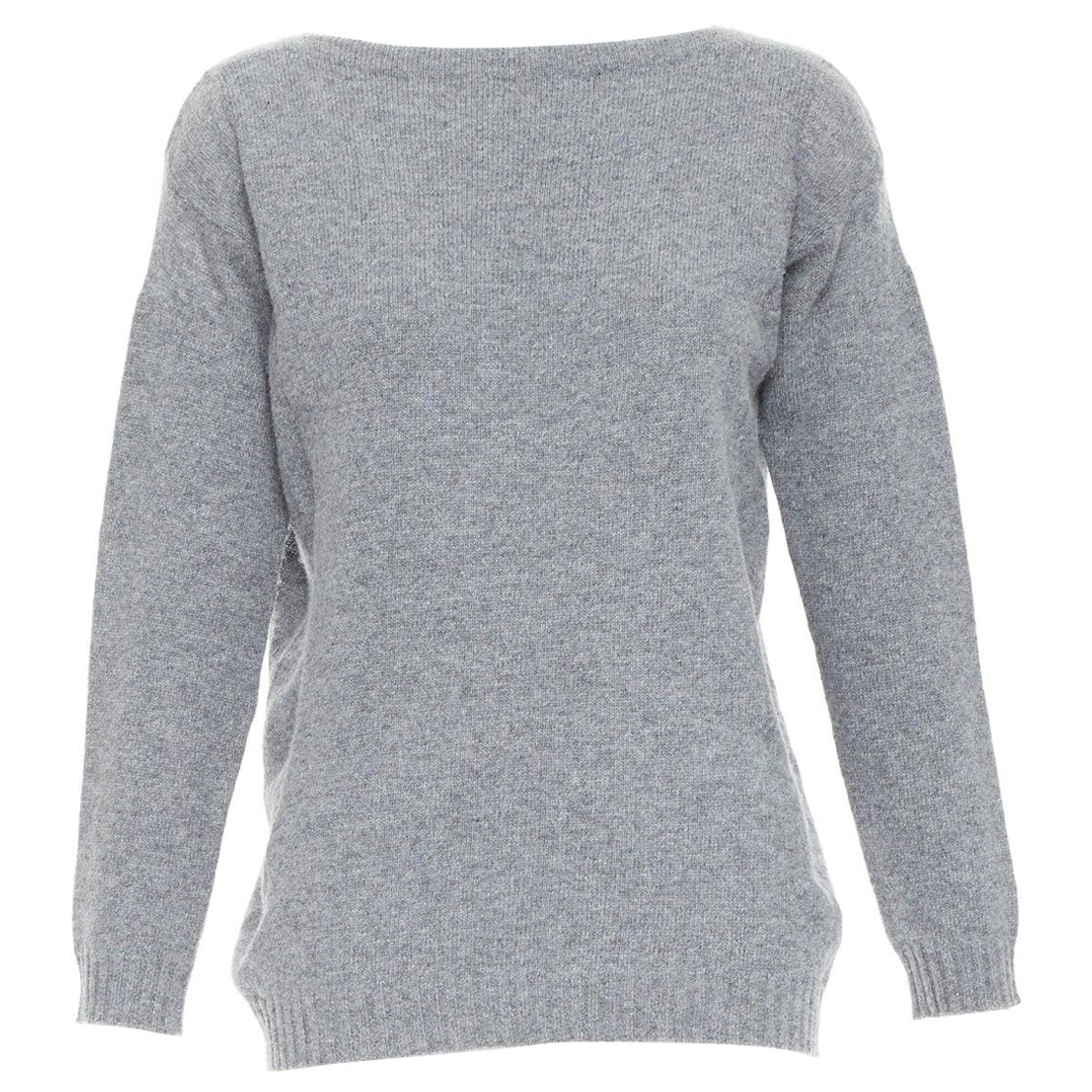 PRADA grey bateau neck panelled crop sleeves sweater