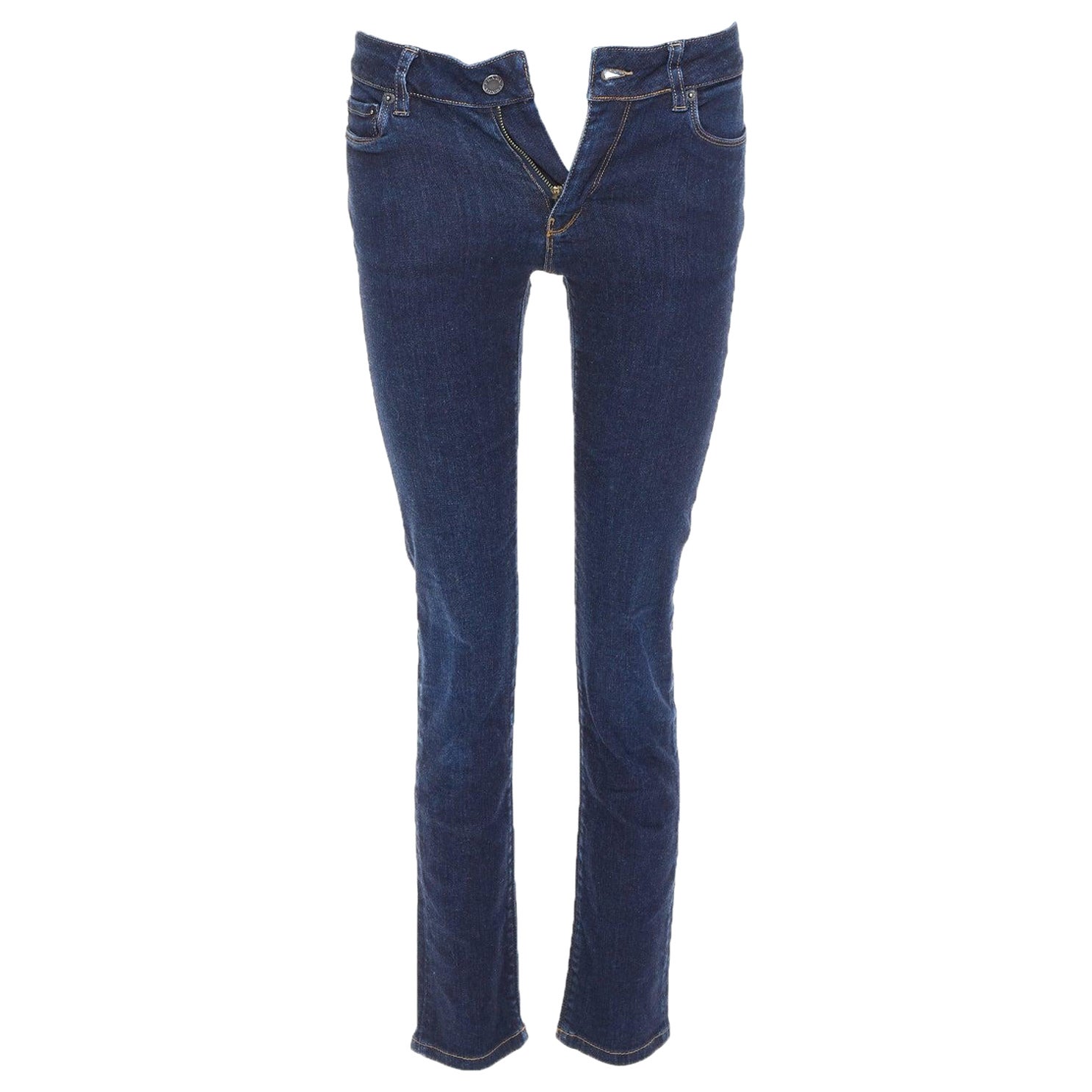PRADA washed dark blue contour fit cropped skinny jeans XS For Sale