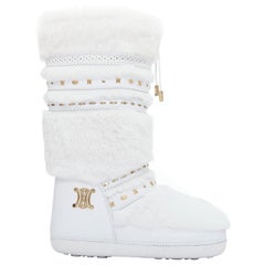 Céline Macadam - Bottes de neige Triomphe en fausse fourrure avec logo doré blanc EU 38-40