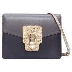 DOLCE GABBANA 2017 Pasarela Lucia bolso bandolera de piel escalada gris caqui