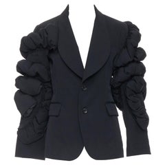 COMME DES GARCONS 2013 chaqueta blazer de lana negra con mangas abullonadas S