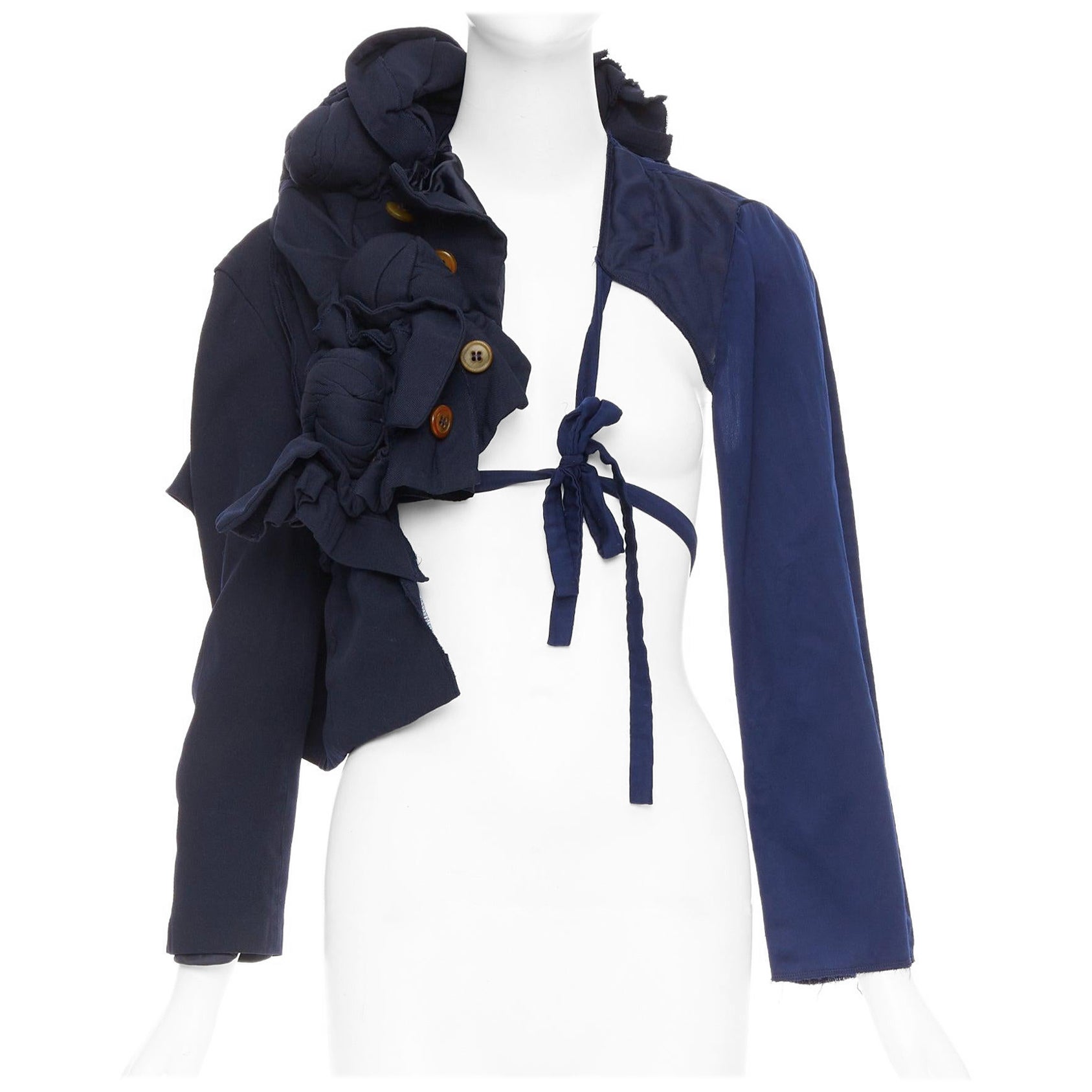 raro COMME DES GARCONS 2011 Giacca a mezza cravatta destrutturata con nodo twist della passerella S