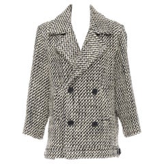 SAINT LAURENT 2022 Pasarela tweed boucle power shoulder abrigo oversize FR42 XL