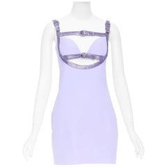 VERSACE Dua Lipa 2023 La Vacanza Runway purple crystal bondage dress IT38 XS