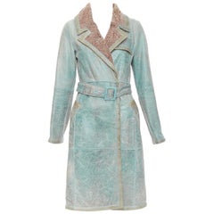 rare CHRISTIAN DIOR John Galliano Vintage washed babylamb leather coat FR36 S