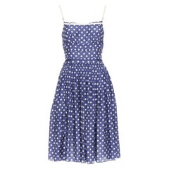 PRADA Vintage Linea Rossa blue white polka dot print sun day dress IT38 XS