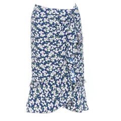 LOUIS VUITTON 2005 Runway floral cherry print ruffle midi skirt FR38 M
