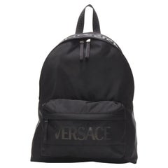 VERSACE La Greca 90's logo black nylon backpack bag