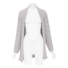 HELMUT LANG 100% lino grigio chiaro, cardigan aperto a maniche lunghe XS