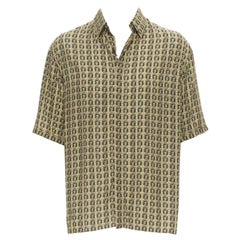 FENDI Forever Bamboo FF Zucca Sommerhemd aus Korbgeflecht mit verwobenem Druck EU39 M