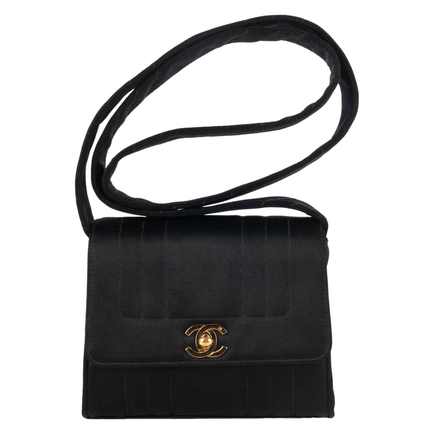 Chanel Black Satin Bag, 1994/1996 For Sale