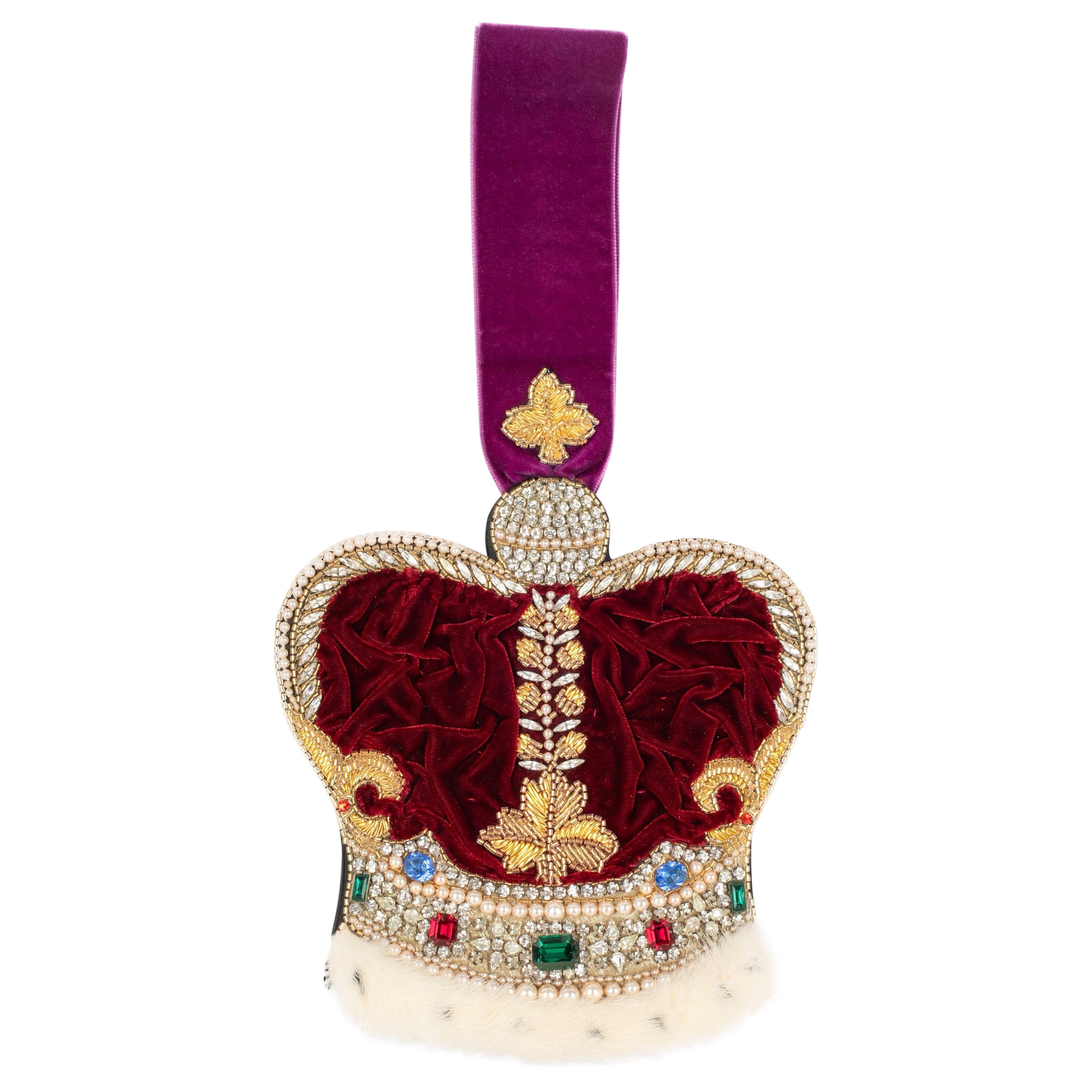 Lesage Velvet 'Crown' Evening Bag For Sale