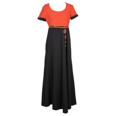 Long Dress with Orange and Black Short Sleeves, 1960s