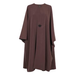 Vintage Brown Silk and Black Wool Coat