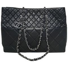 Chanel Quilted Black Leather XL Shoulder Bag Tote