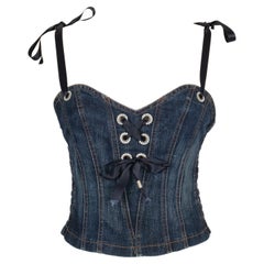 Rocco Barocco Blue Denim Bustier Top