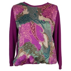 Lila bedruckter Pullover aus Seide und Mesh von Etro