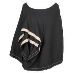 Vintage Peachoo + Krejberg Topstitched Black Wool Cape
