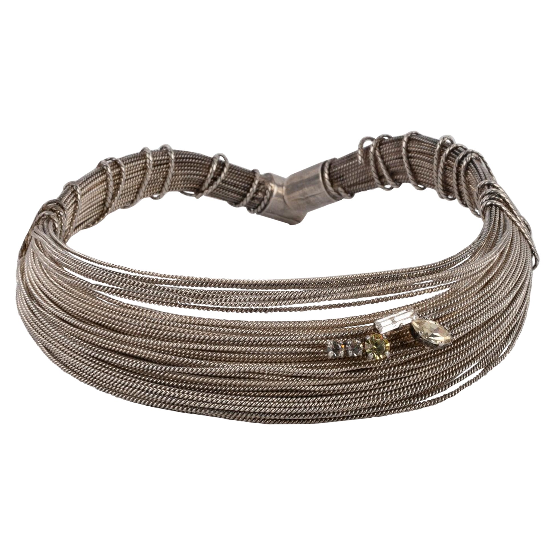 Christian Lacroix Short Silvery Metal Necklace, Mid-1990s For Sale