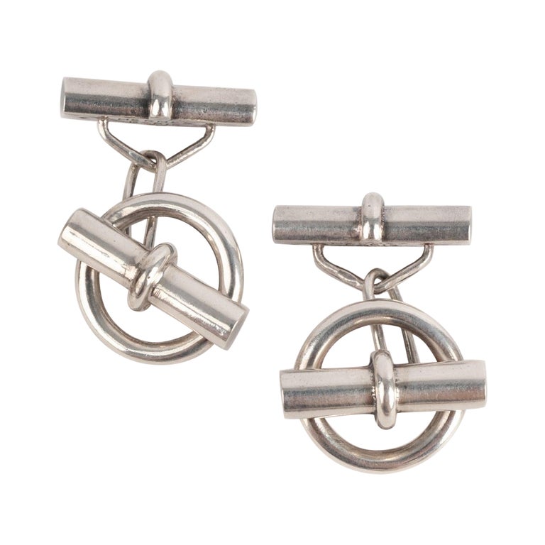 Hermès 925 Sterling Silver Cufflinks For Sale at 1stDibs