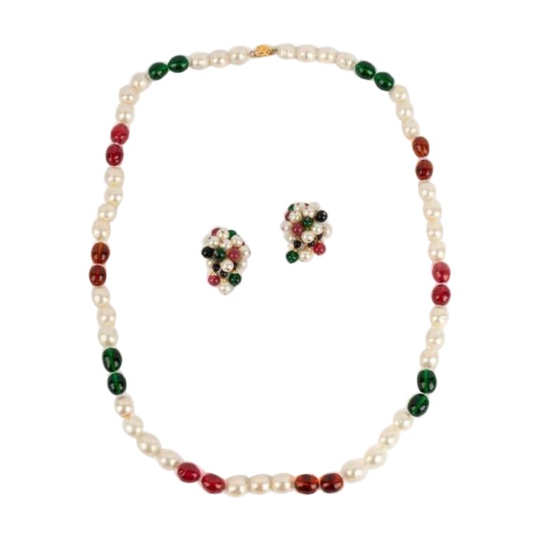 Chanel Golden Metal Set of Jewelry, 1980s For Sale