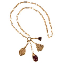 Chanel Lange byzantinische Halskette aus goldenem Metall, 1980er Jahre