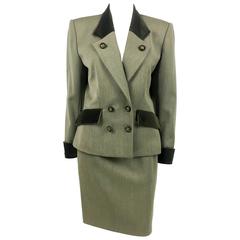 1980s Hermes Double-Breasted Wool Skirt Suit 12