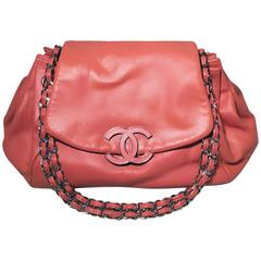 Chanel Coral Leather Top Flap Shoulder Bag 11