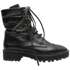 Stivali da combattimento in pelle nera Stuart Weitzman taglia 10