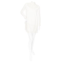 Christian Dior White Cotton Broderie Anglaise High Neck Shift Dress