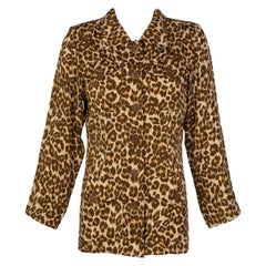 Yves Saint Laurent Leopard Seide Safari Top YSL 1990er Jahre