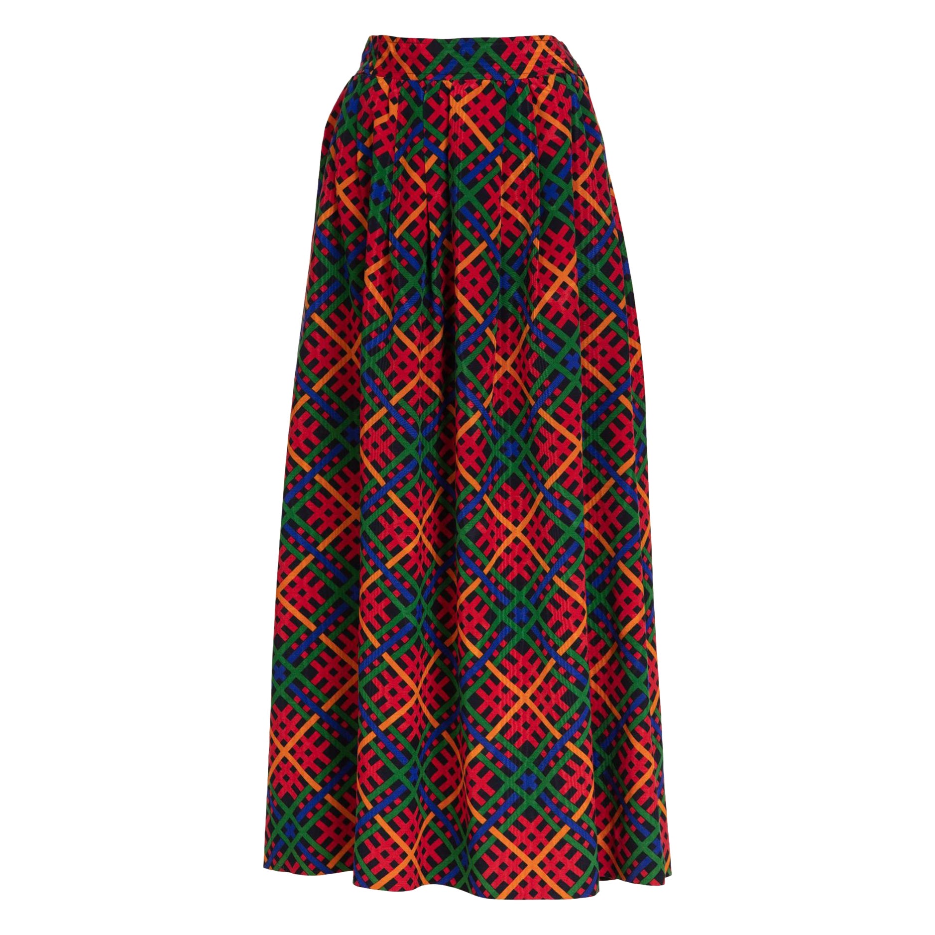 Yves Saint Laurent  Jupe longue à carreaux rouges YSL, 1970