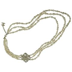 2012 Chanel Three Strand Faux Pearl Necklace 7