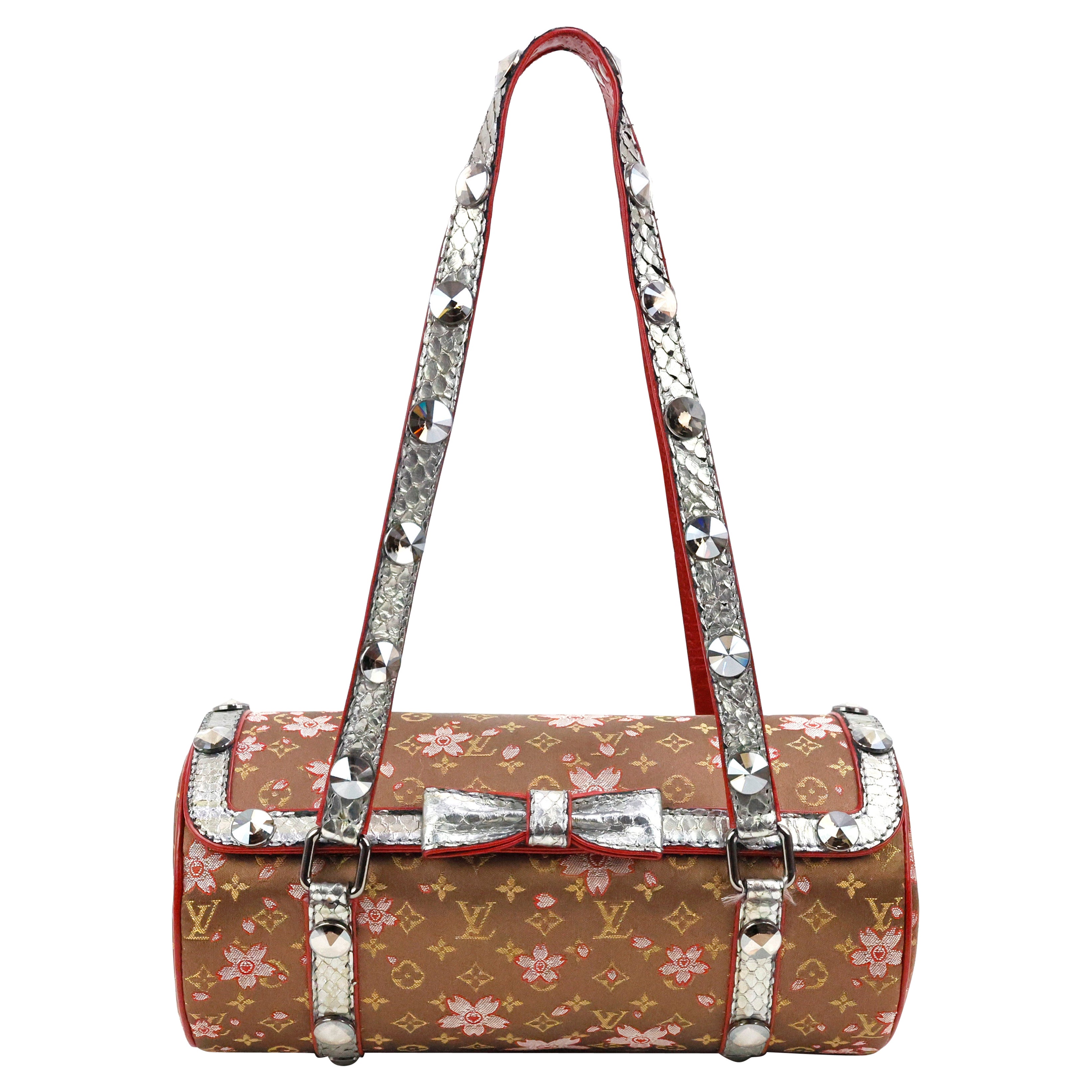 Rare Louis Vuitton Takashi Murakami Cherry Blossom Silk Python Papillon Bag