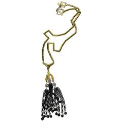 Pierre Cardin Metal Tassel and Rhinestone Necklace - sale 10