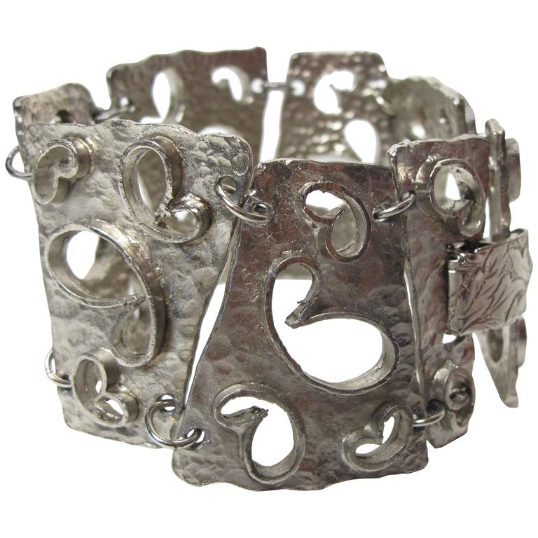 1970s Hobe Cutout Heavy Abstract Link Bracelet - sale For Sale