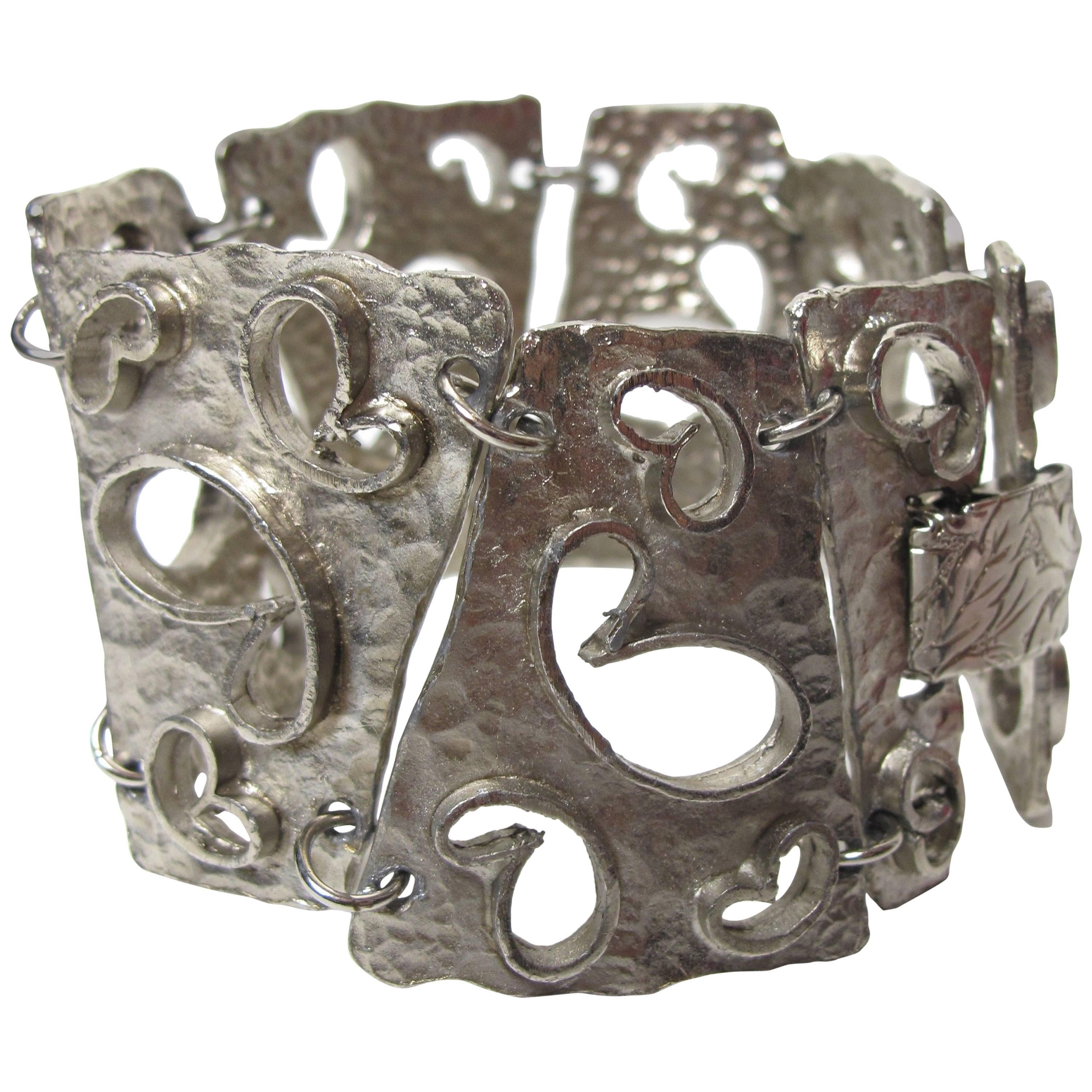 1970s Hobe Cutout Heavy Abstract Link Bracelet - sale