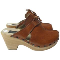 Dolce & Gabbana Leather and Wooden Clogs