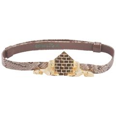 Egyptian Sphinx snakeskin adjustable belt, 1980s