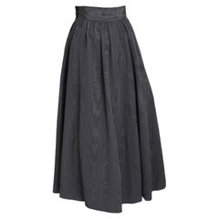 Yves Saint Laurent Skirt Black Moire Maxi Rare Ballet Russes Vintage 70s EU 42