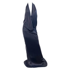 NWT Donna Karan Fall 2010 Runway Size 10 / 12 Anthracite Grey Plunging Silk Gown