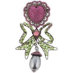Very large Lawrence Vrba 'heart and bow' brooch 3
