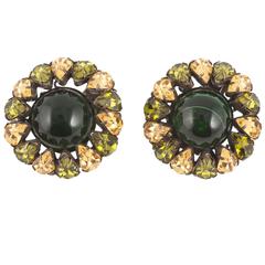 Multi coloured earrings, att. Schreiner of New York, 1960s 2