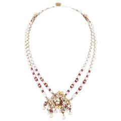 Lovely 1950s glass and seed pearl necklace,in the manner of Miriam Haskell 10
