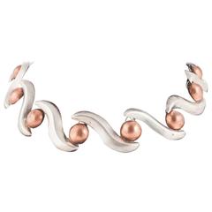 Simple and striking sterling silver and copper Mexican collar, 1950s. 7
