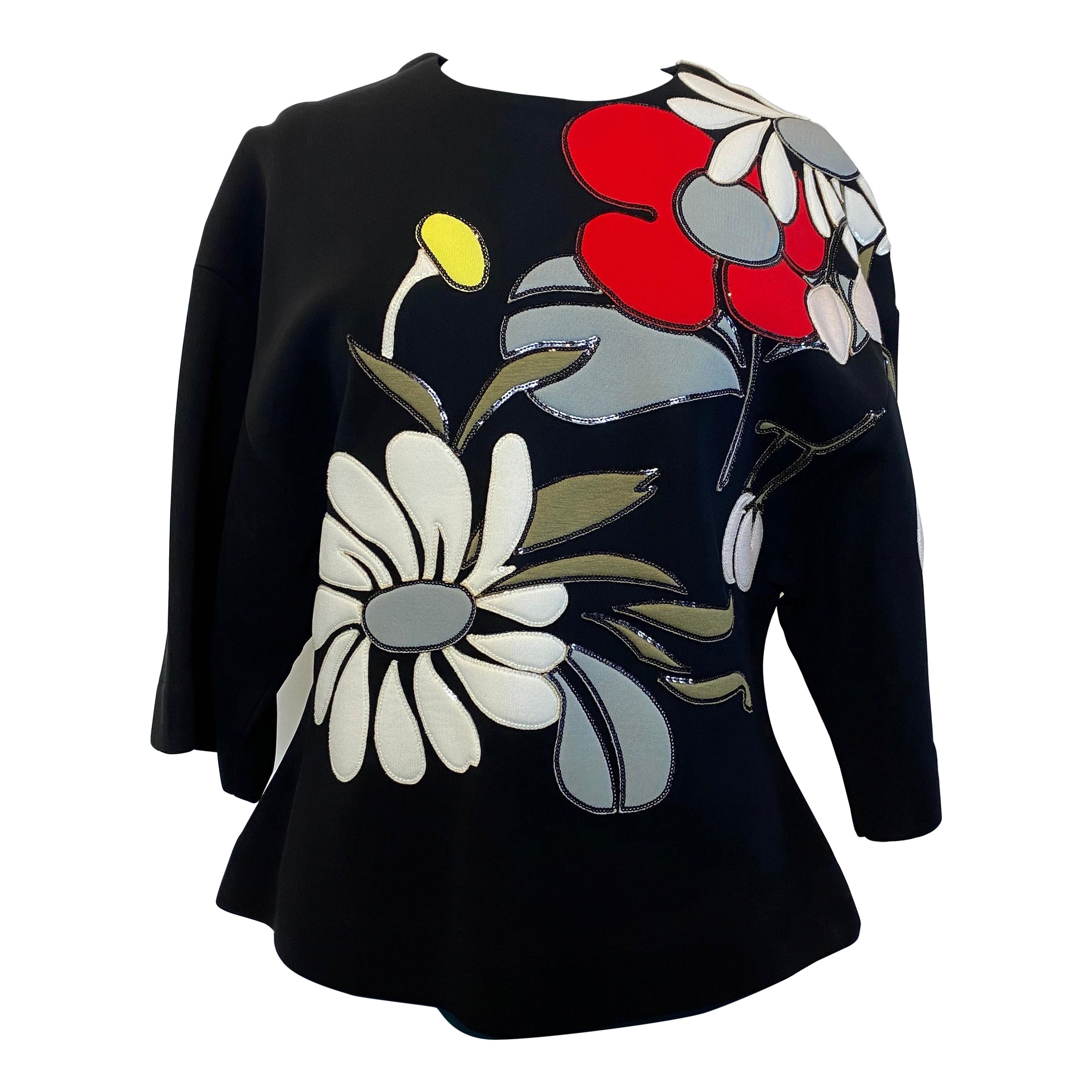Pull Marni en viscose noire à motif floral