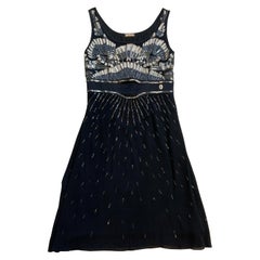 Galliano Mini Vestido negro de seda y lentejuelas